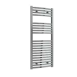 Reina Diva Steel Modern Curved Vertical Bathroom Towel Rail and Radiator - Chrome
