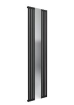 Reina Reflect Designer Steel Contemporary Vertical Mirrored Panelled Radiator - Black