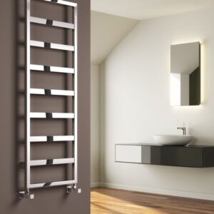 Reina Rezzo Steel Modern Vertical Bathroom Towel Rail and Radiator - Chrome