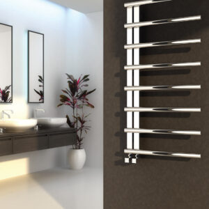 Reina Celico Stainless Steel Modern Vertical Bathroom Towel Rail and Radiator - Polished