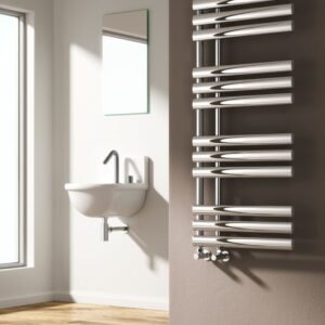 Reina Chisa Steel Modern Vertical Bathroom Towel Rail and Radiator - Chrome