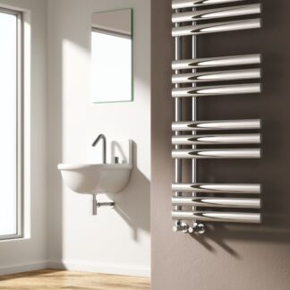 Reina Chisa Steel Modern Vertical Bathroom Towel Rail and Radiator - Chrome
