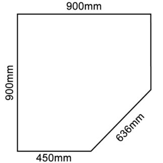 Clipped Corner Square Glass Hearth 950mm x 950mm