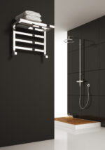 Reina Elvina Steel Small Modern Vertical Bathroom Towel Rail and Radiator - Chrome