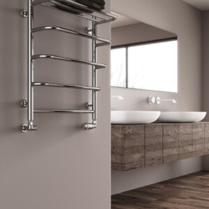 Reina Elvo 660 x 530 Stainless Steel Modern Vertical Bathroom Towel Rail and Radiator - Polished