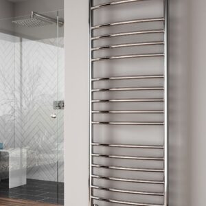 Reina Eos Stainless Steel Modern Vertical Curved Bathroom Towel Rail and Radiator - Polished