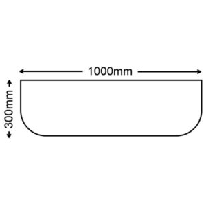 Inset Stove Glass Hearth With Curved Corners 1000mm x 300mm