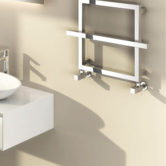 Reina Lago 2 Steel Contemporary Square Bathroom Towel Rail and Radiator - Chrome