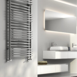 Reina Marco Steel Modern Vertical Bathroom Towel Rail and Radiator - Chrome