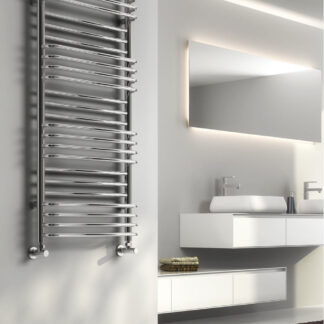 Reina Marco Steel Modern Vertical Bathroom Towel Rail and Radiator - Chrome