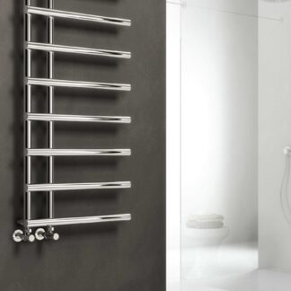 Reina Matera Steel Modern Vertical Bathroom Towel Rail and Radiator - Chrome
