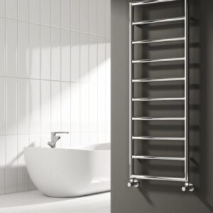 Reina Nardo Steel Modern Vertical Bathroom Towel Rail and Radiator - Chrome