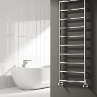 Reina Nardo Steel Modern Vertical Bathroom Towel Rail and Radiator - Chrome