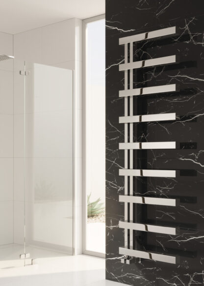 Reina Piazza Stainless Steel Modern Vertical Bathroom Towel Rail and Radiator - Polished