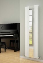 Reina Reflect Designer Steel Contemporary Vertical Mirrored Panelled Radiator - White