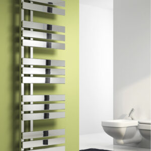 Reina Sesia Steel Contemporary Vertical Bathroom Panelled Towel Rail and Radiator - Chrome