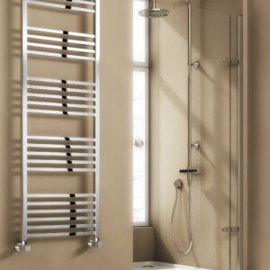 Reina Vasto Steel Modern Vertical Bathroom Towel Rail and Radiator - Chrome